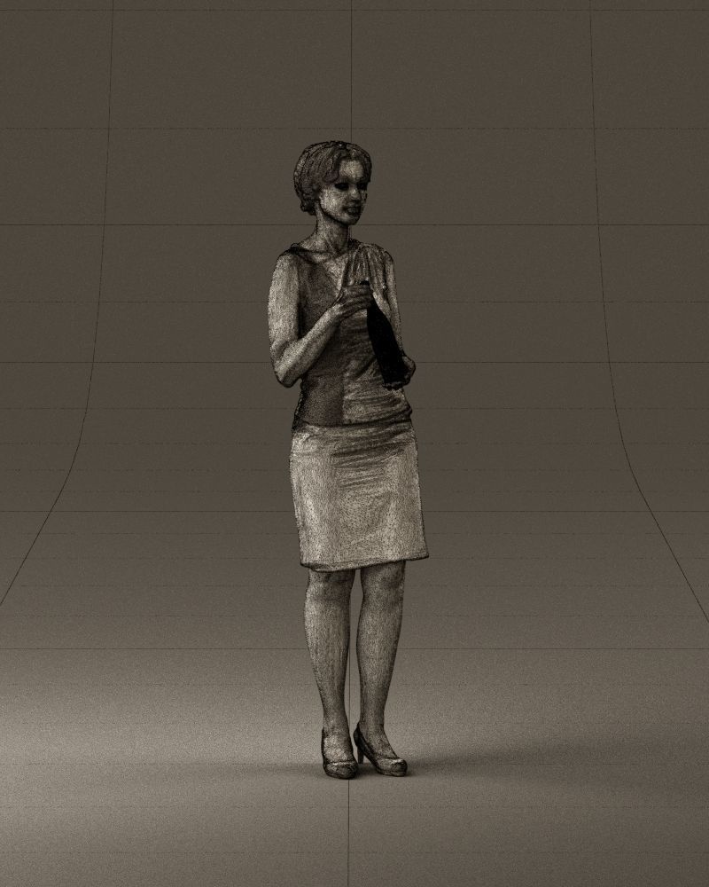 Woman in in dark skirt blue blottle in hands 0940 3D Print Ready 3D print model_26