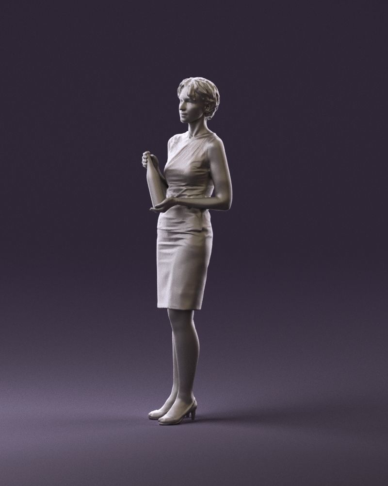 Woman in in dark skirt blue blottle in hands 0940 3D Print Ready 3D print model_9