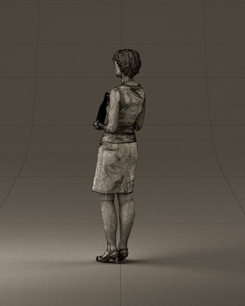 Woman in in dark skirt blue blottle in hands 0940 3D Print Ready 3D print model_31