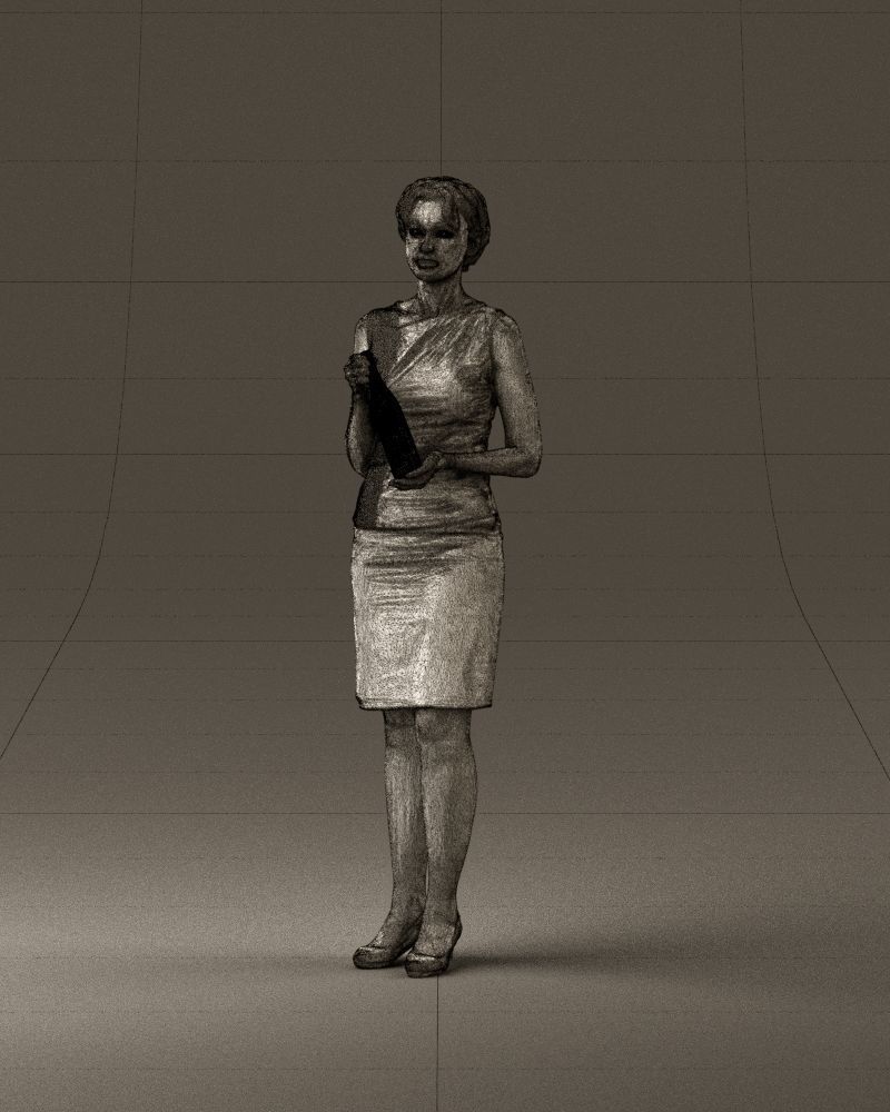 Woman in in dark skirt blue blottle in hands 0940 3D Print Ready 3D print model_34