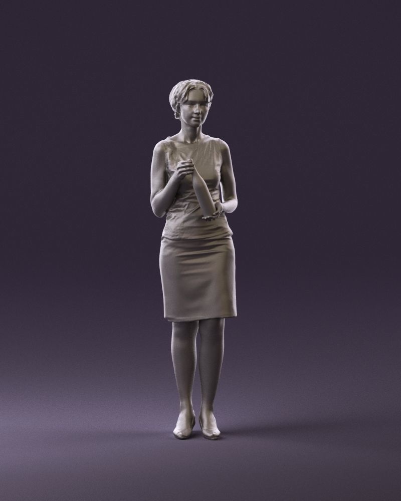 Woman in in dark skirt blue blottle in hands 0940 3D Print Ready 3D print model_1