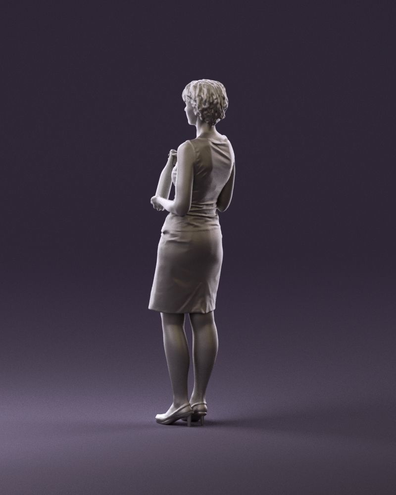 Woman in in dark skirt blue blottle in hands 0940 3D Print Ready 3D print model_7