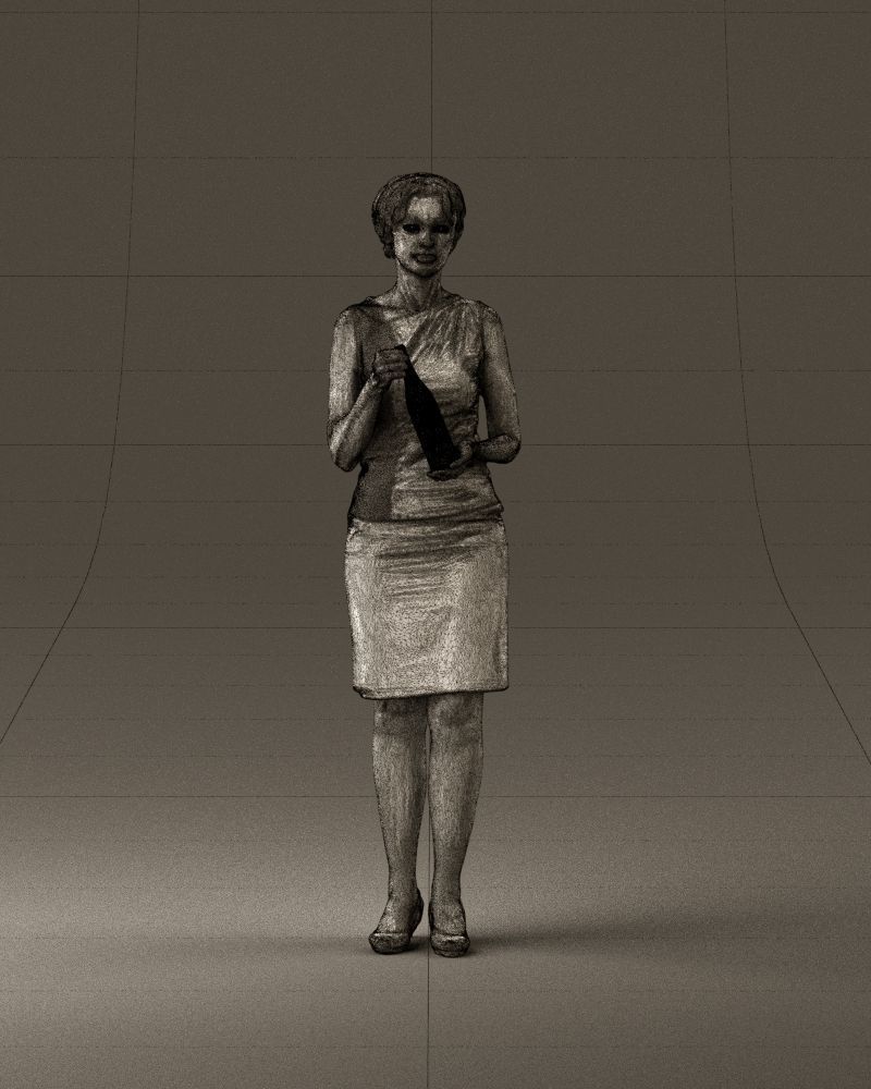 Woman in in dark skirt blue blottle in hands 0940 3D Print Ready 3D print model_24