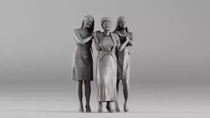 000385 Realistic 3D Scanned Standing Family 3dp