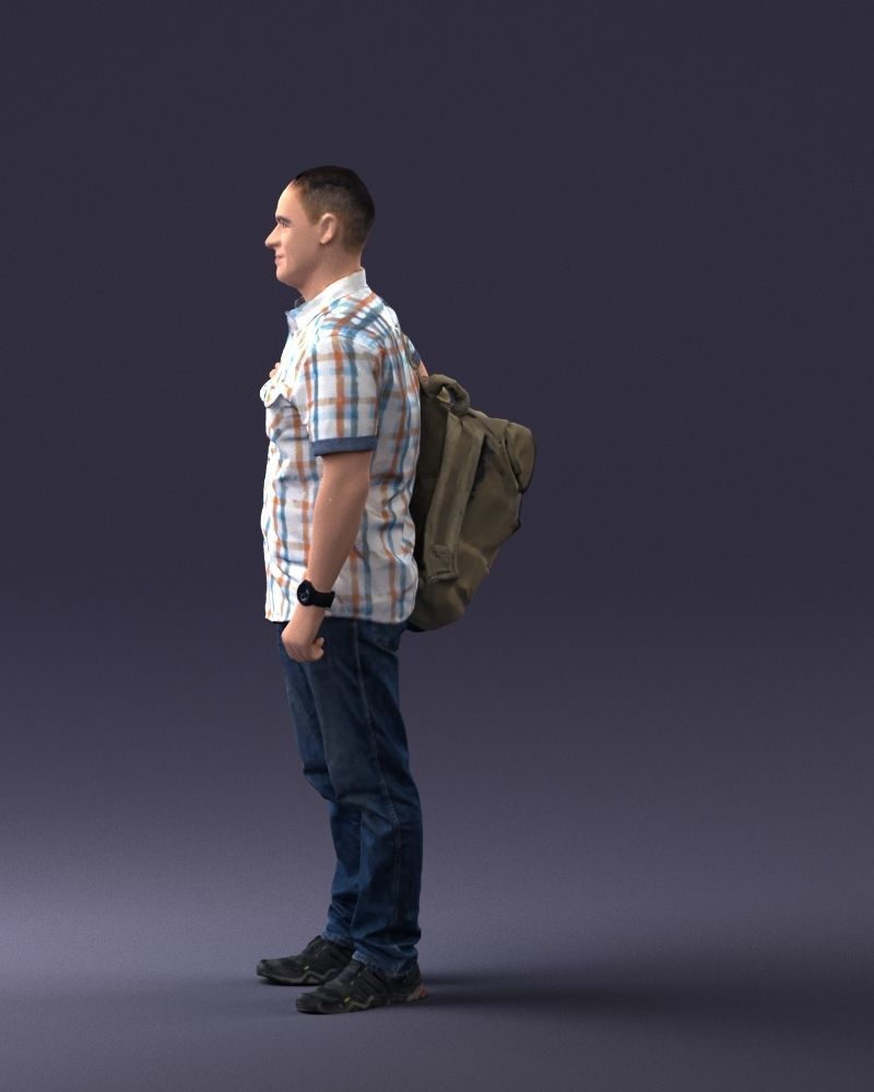 000176 Man with Backpack 0824 3dp 3D print model_24