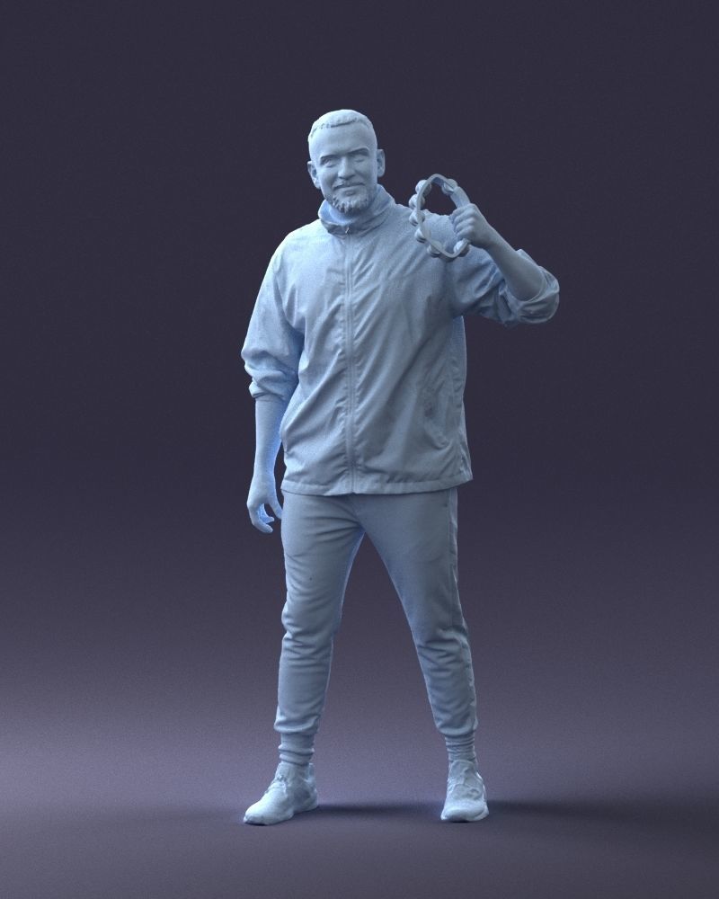 000249 Man with Tambourine 0118 3dp 3D print model_1