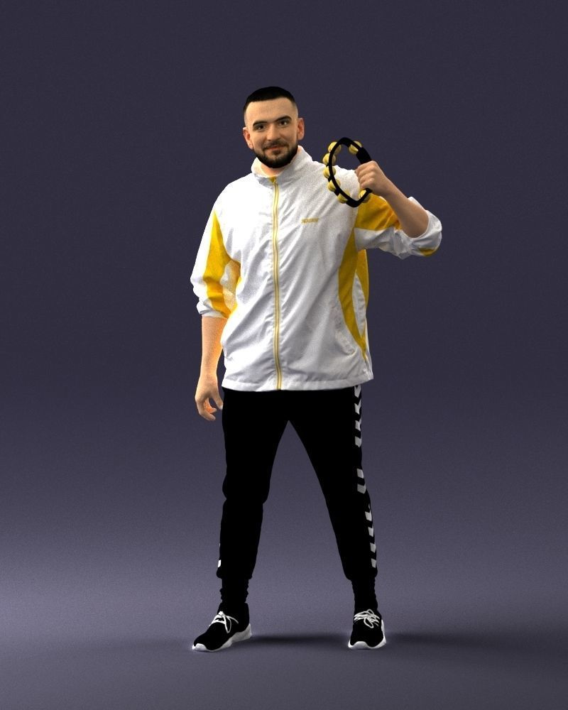 000249 Man with Tambourine 0118 3dp 3D print model_36