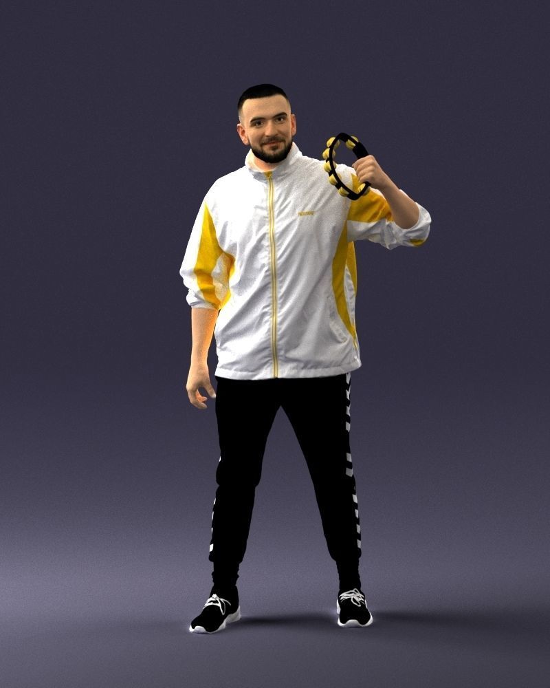 000249 Man with Tambourine 0118 3dp 3D print model_3