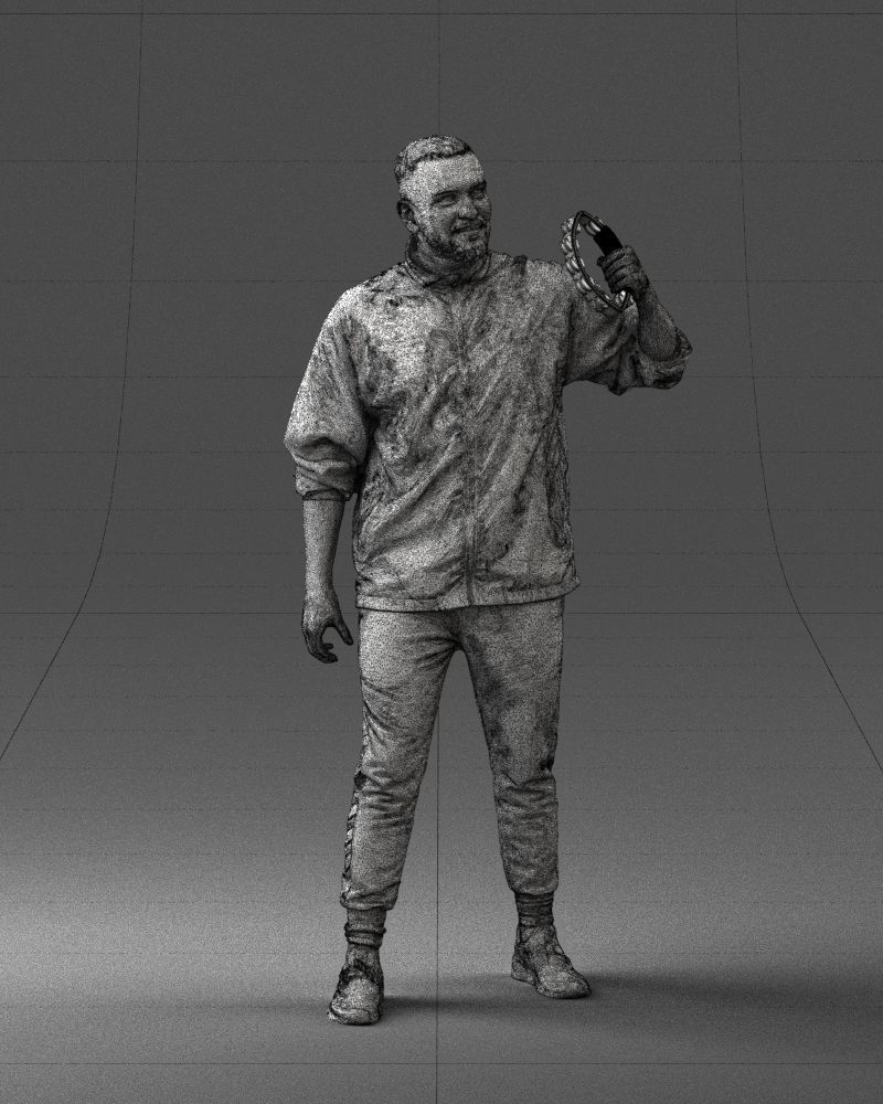 000249 Man with Tambourine 0118 3dp 3D print model_8
