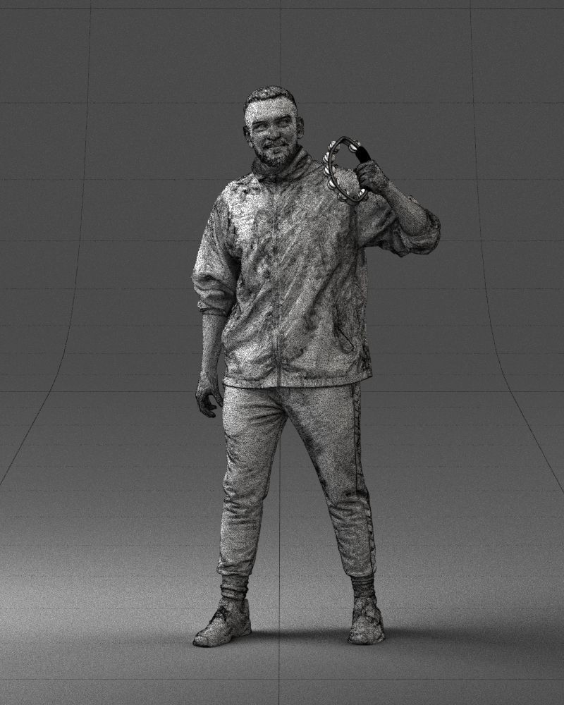 000249 Man with Tambourine 0118 3dp 3D print model_2