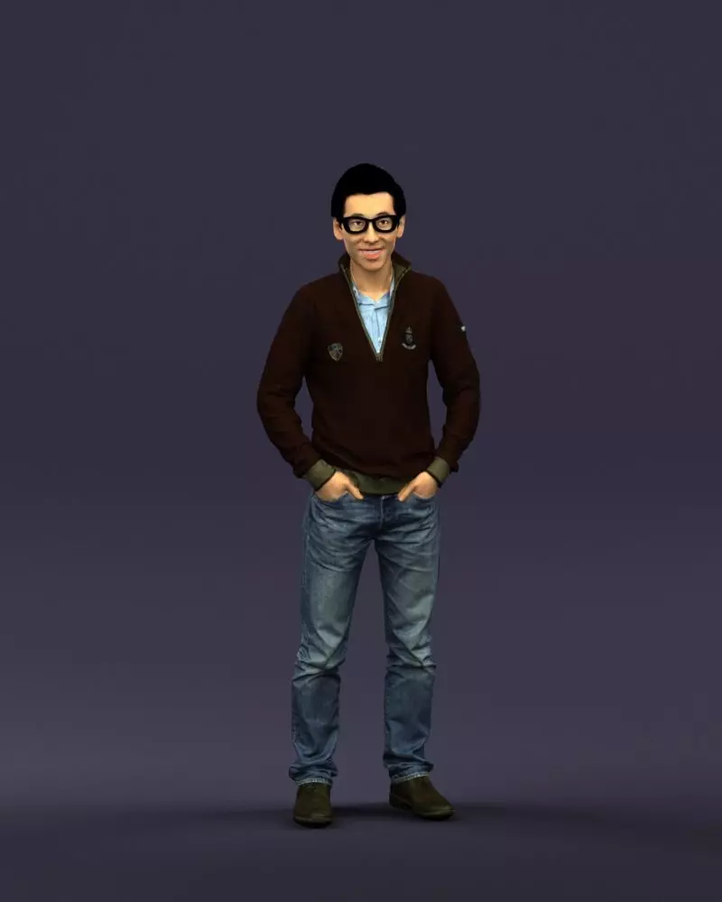 With glasses man 0424 3D Print ready 3D print model