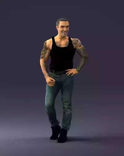 Smiling man with a tattoo 0174 3D Print Ready 3D print model