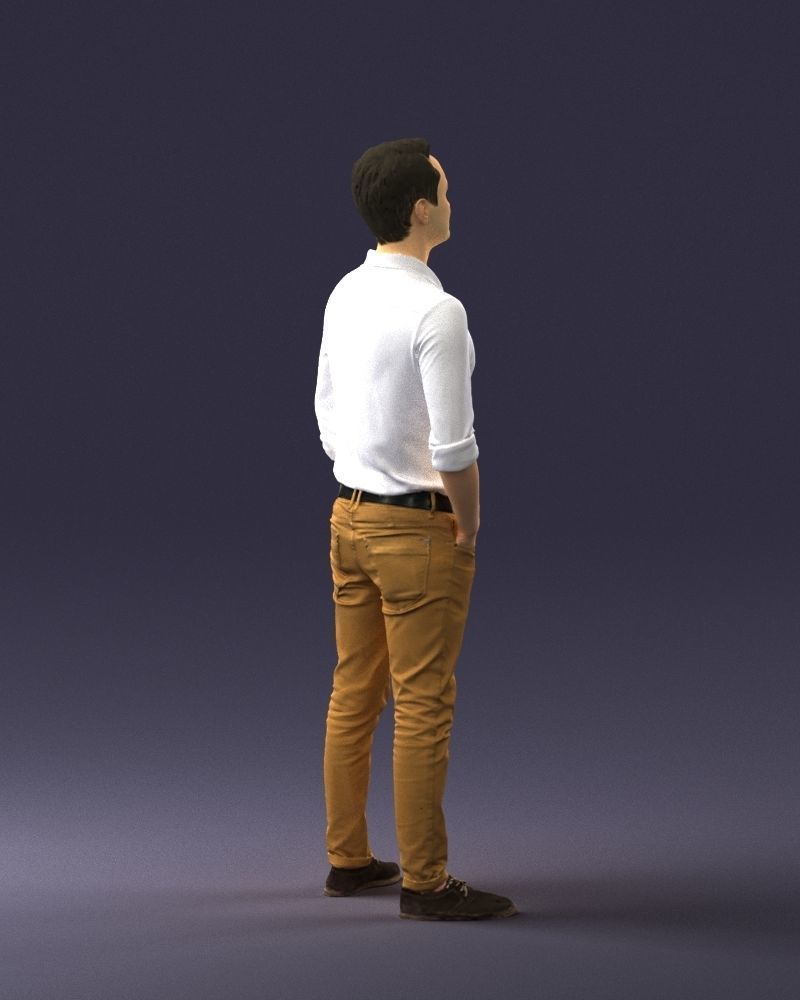 Man in yellow trousers and white shirt 0370 3D model_24