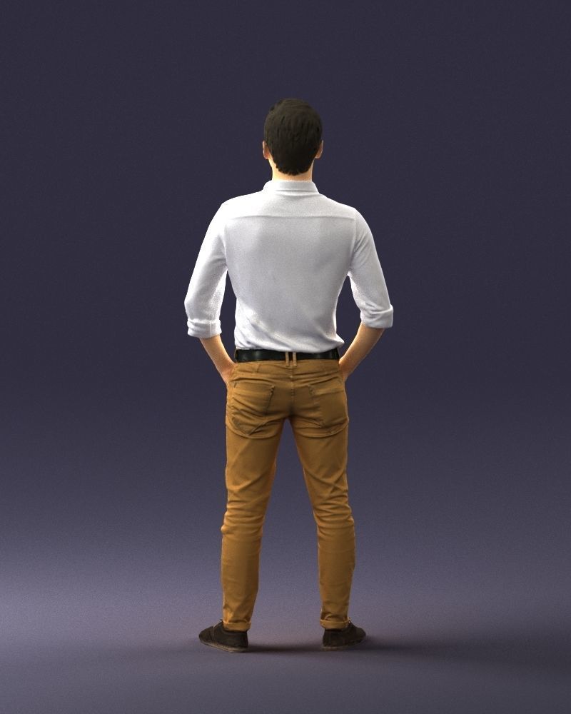 Man in yellow trousers and white shirt 0370 3D model_18