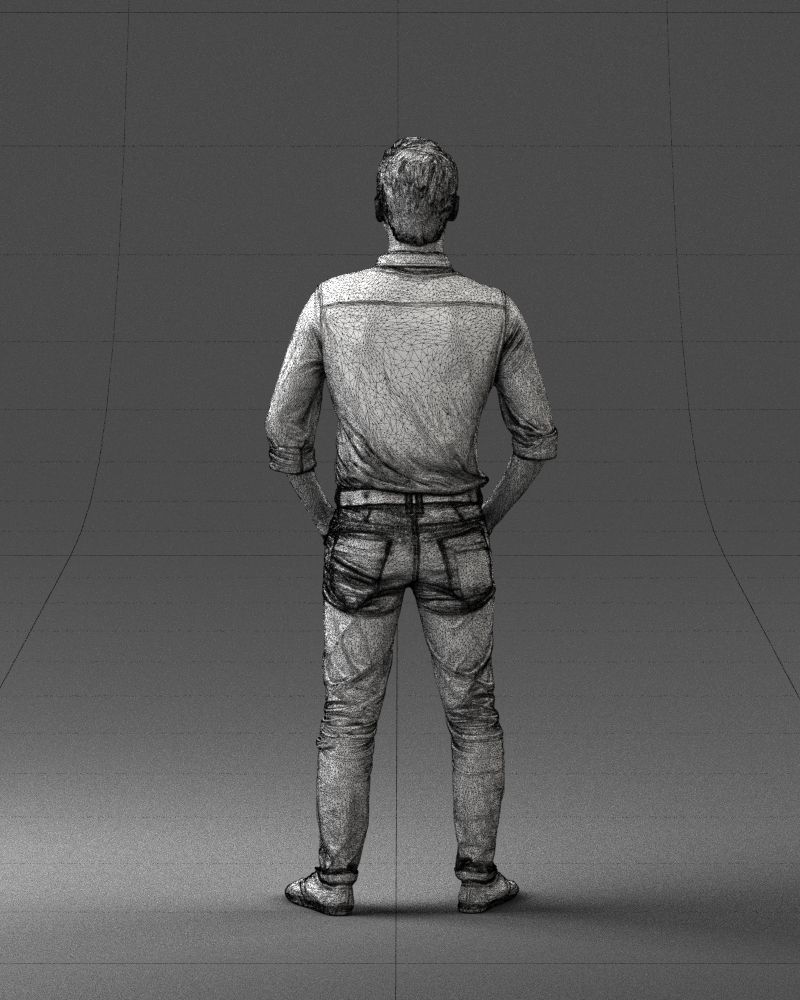 Man in yellow trousers and white shirt 0370 3D model_20