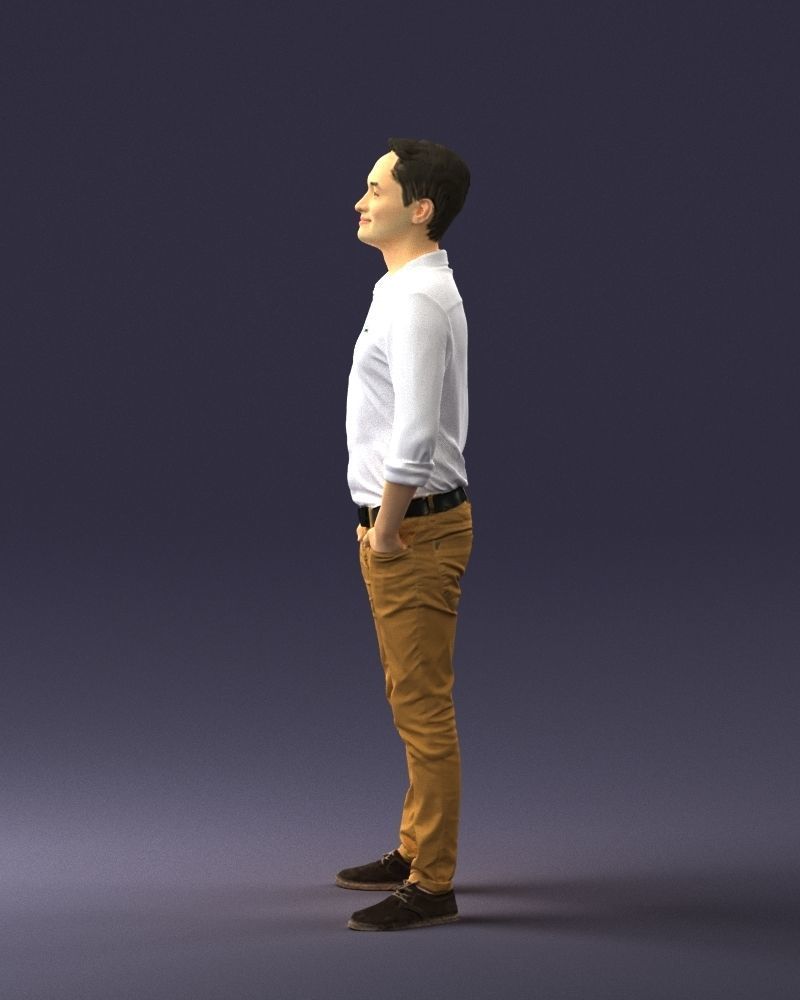 Man in yellow trousers and white shirt 0370 3D model_9