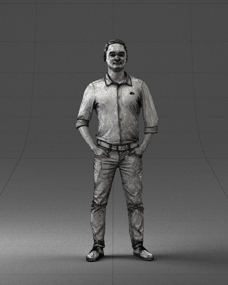 Man in yellow trousers and white shirt 0370 3D model_2