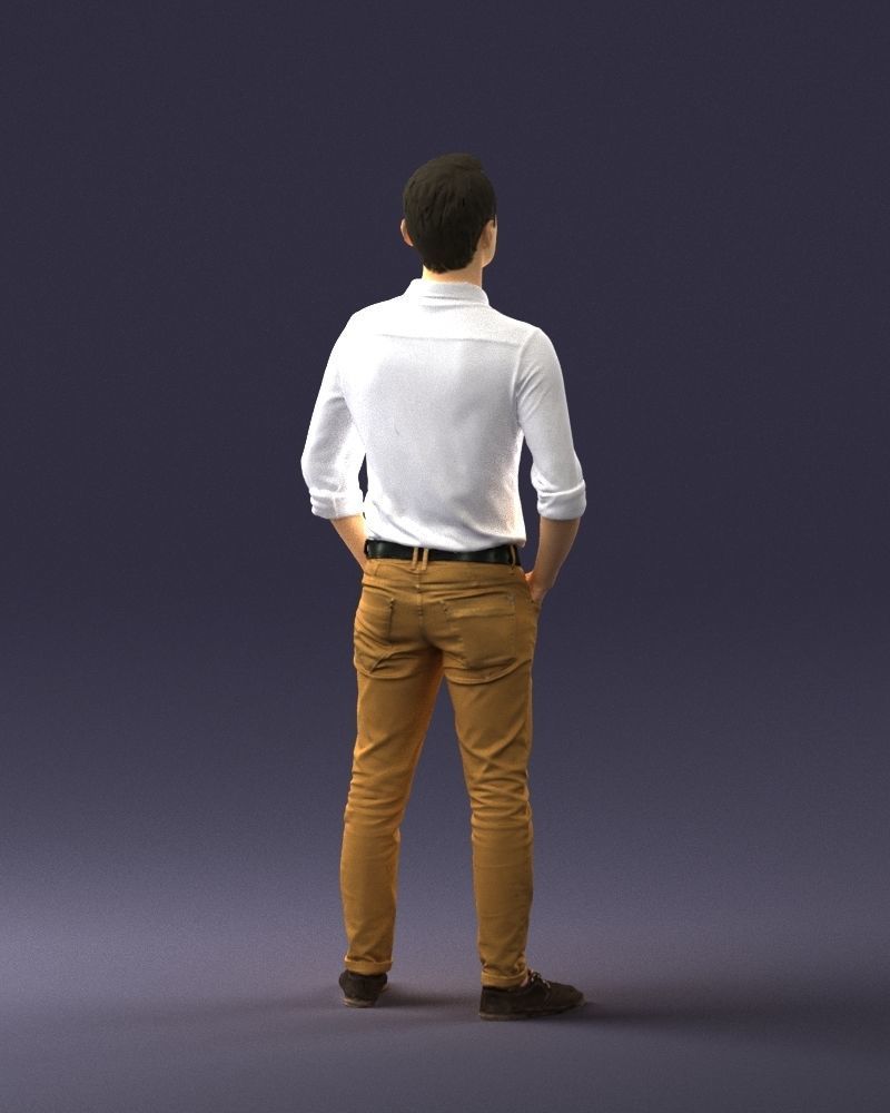 Man in yellow trousers and white shirt 0370 3D model_21