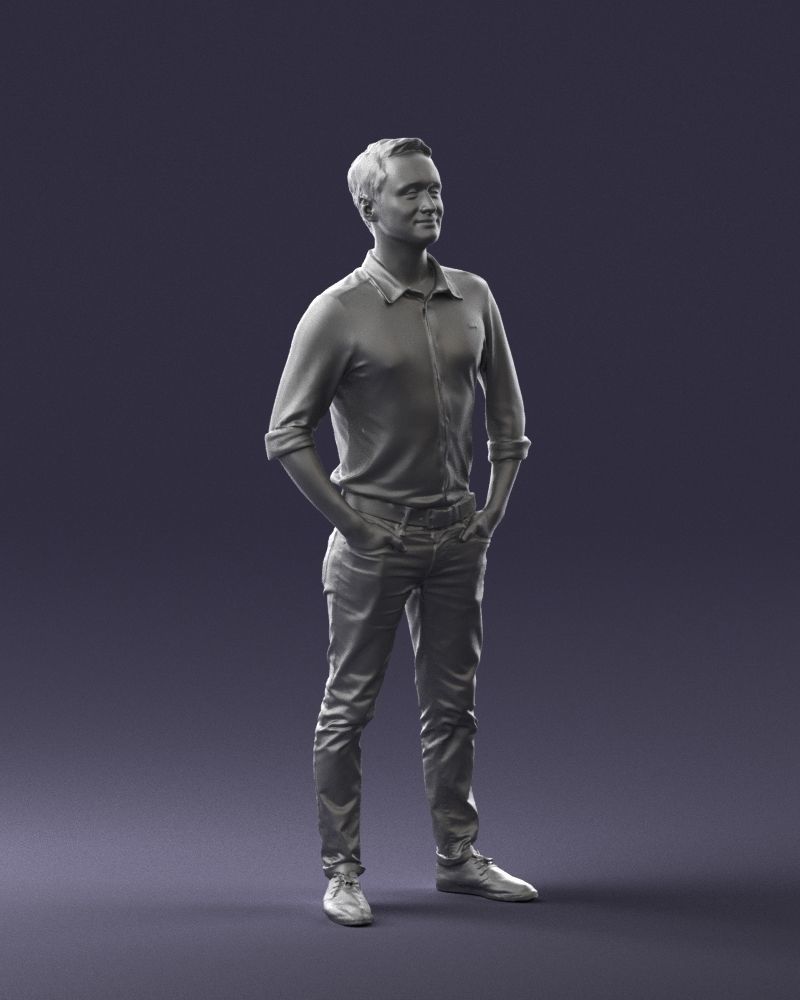 Man in yellow trousers and white shirt 0370 3D model_34