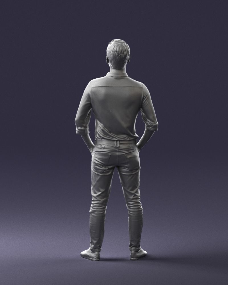 Man in yellow trousers and white shirt 0370 3D model_19