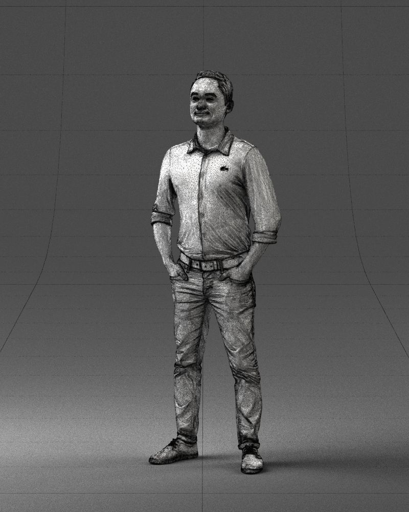 Man in yellow trousers and white shirt 0370 3D model_5