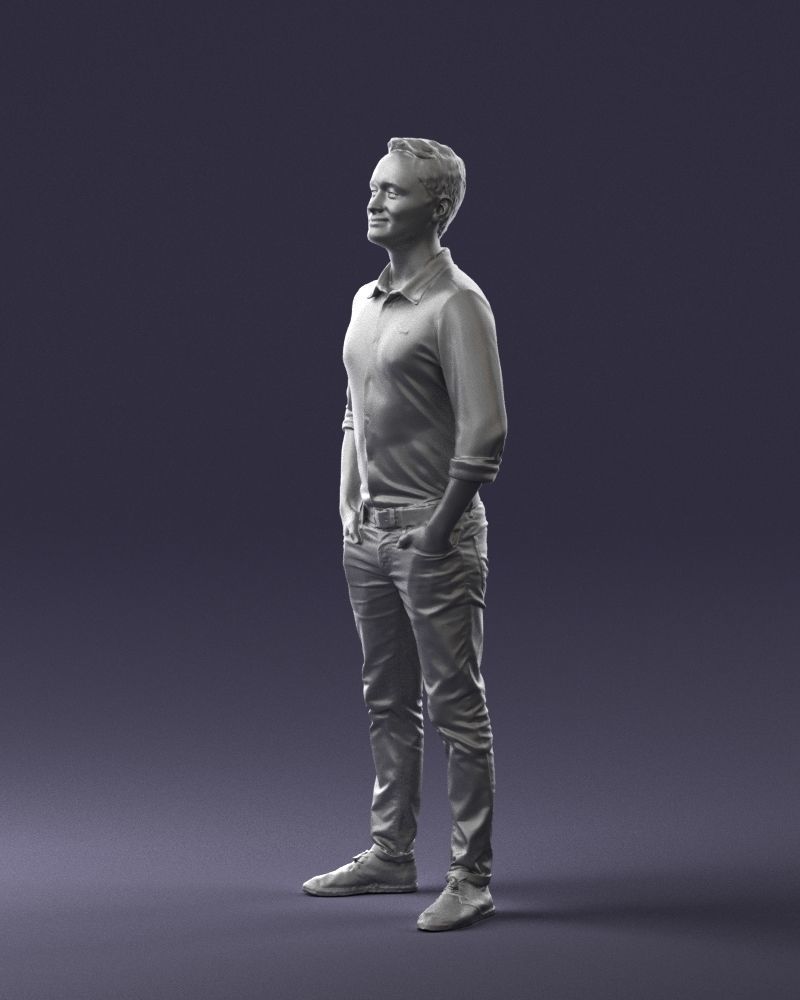 Man in yellow trousers and white shirt 0370 3D model_7