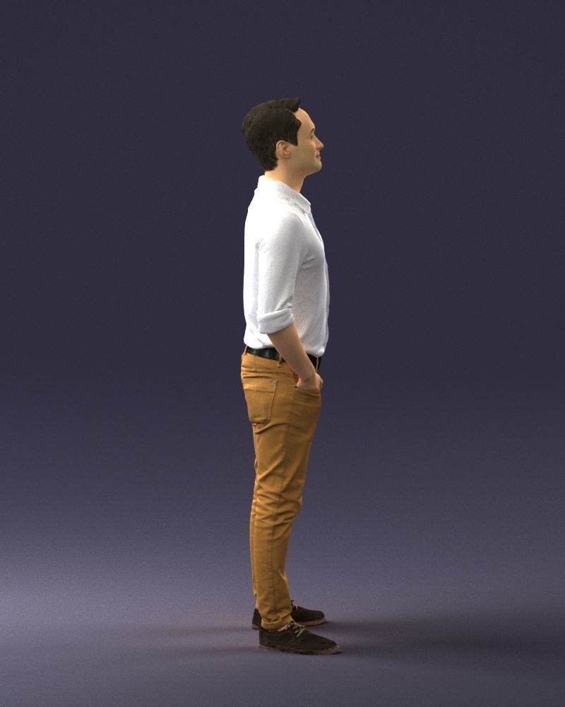 Man in yellow trousers and white shirt 0370 3D model_27