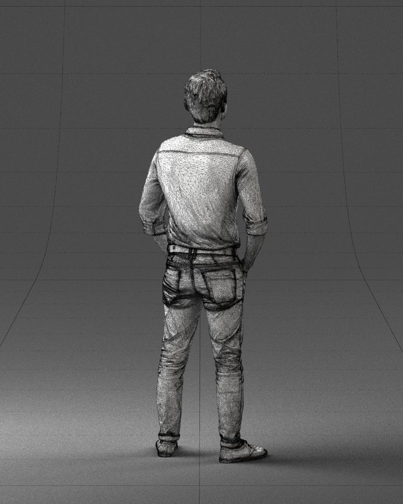 Man in yellow trousers and white shirt 0370 3D model_23