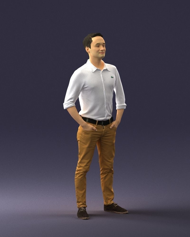 Man in yellow trousers and white shirt 0370 3D model_33