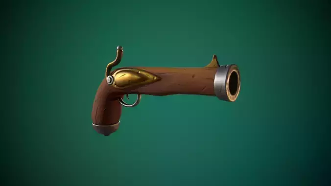Stylized pirate gun PBR low poly game-ready 