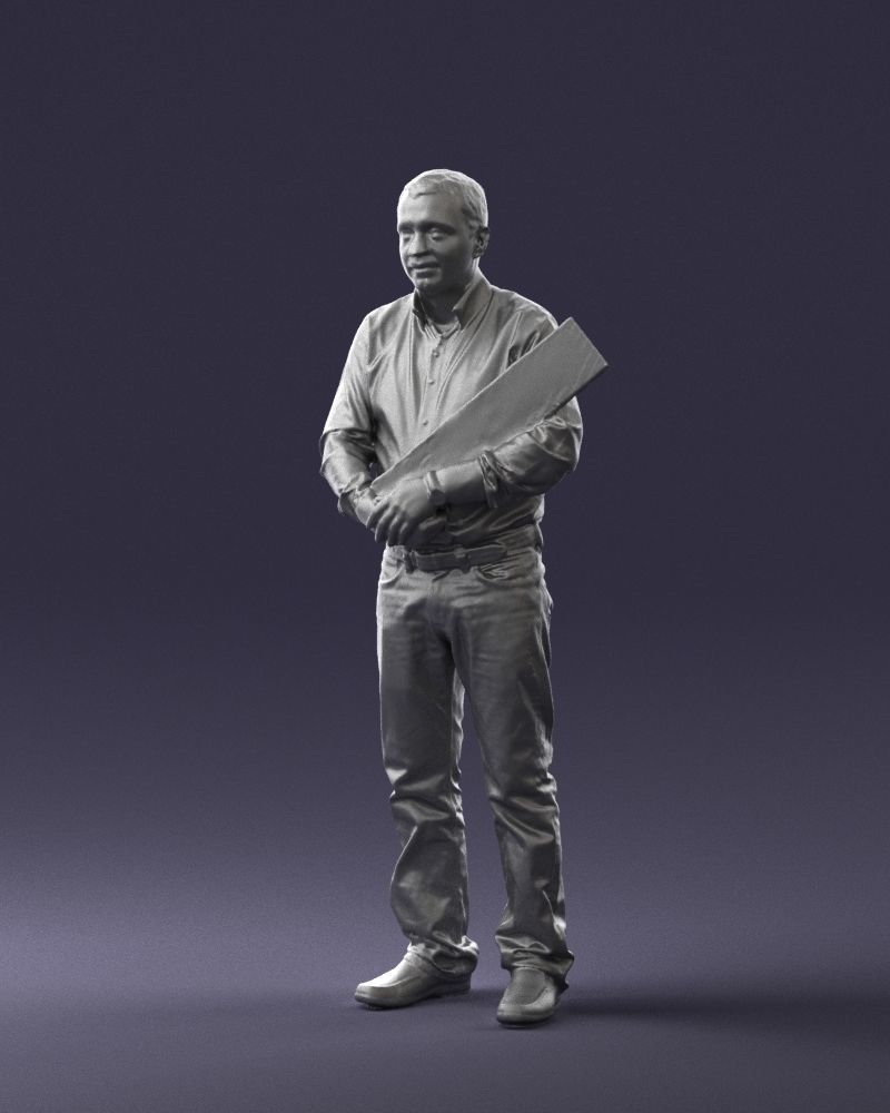 Man holding sign 0621 3D Print Ready 3D print model_4