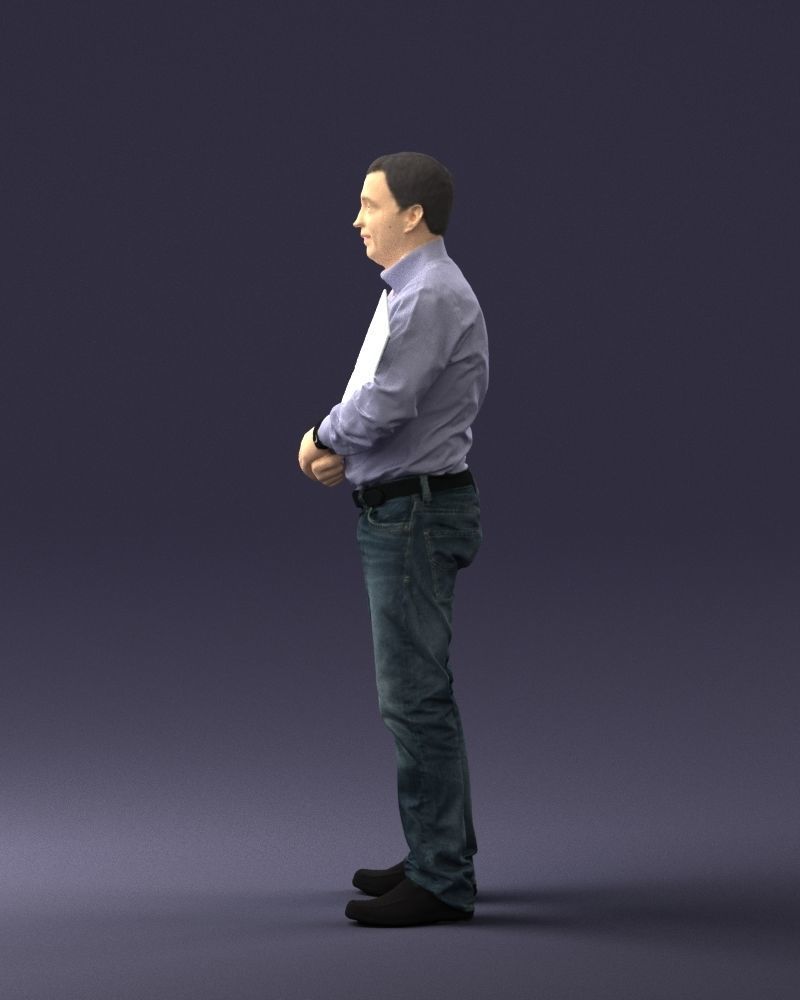 Man holding sign 0621 3D Print Ready 3D print model_9