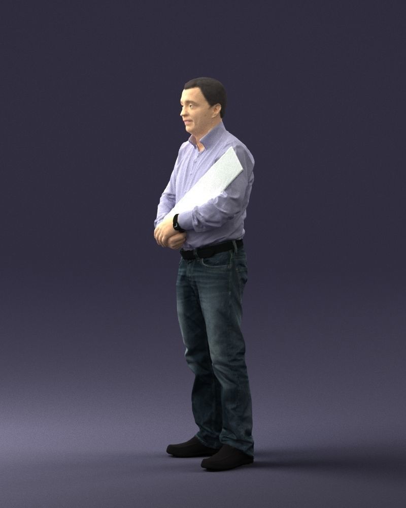 Man holding sign 0621 3D Print Ready 3D print model_6