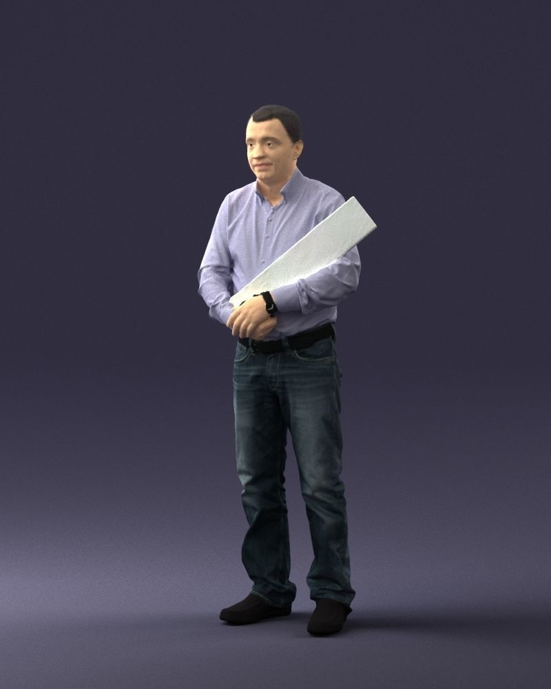 Man holding sign 0621 3D Print Ready 3D print model_3