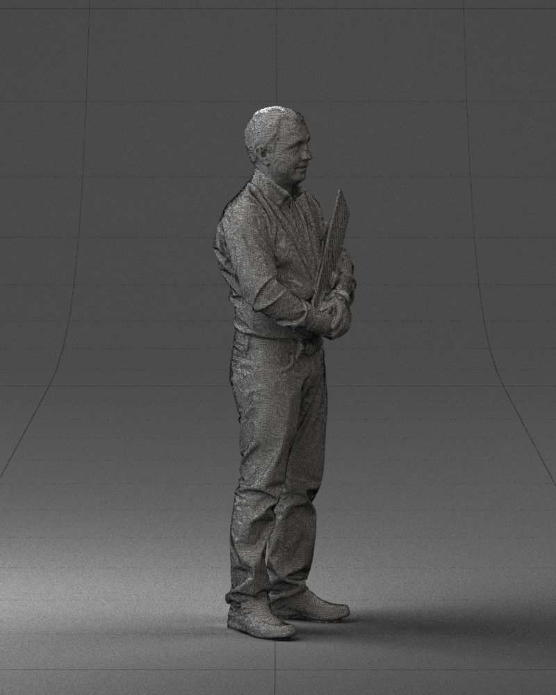 Man holding sign 0621 3D Print Ready 3D print model_32