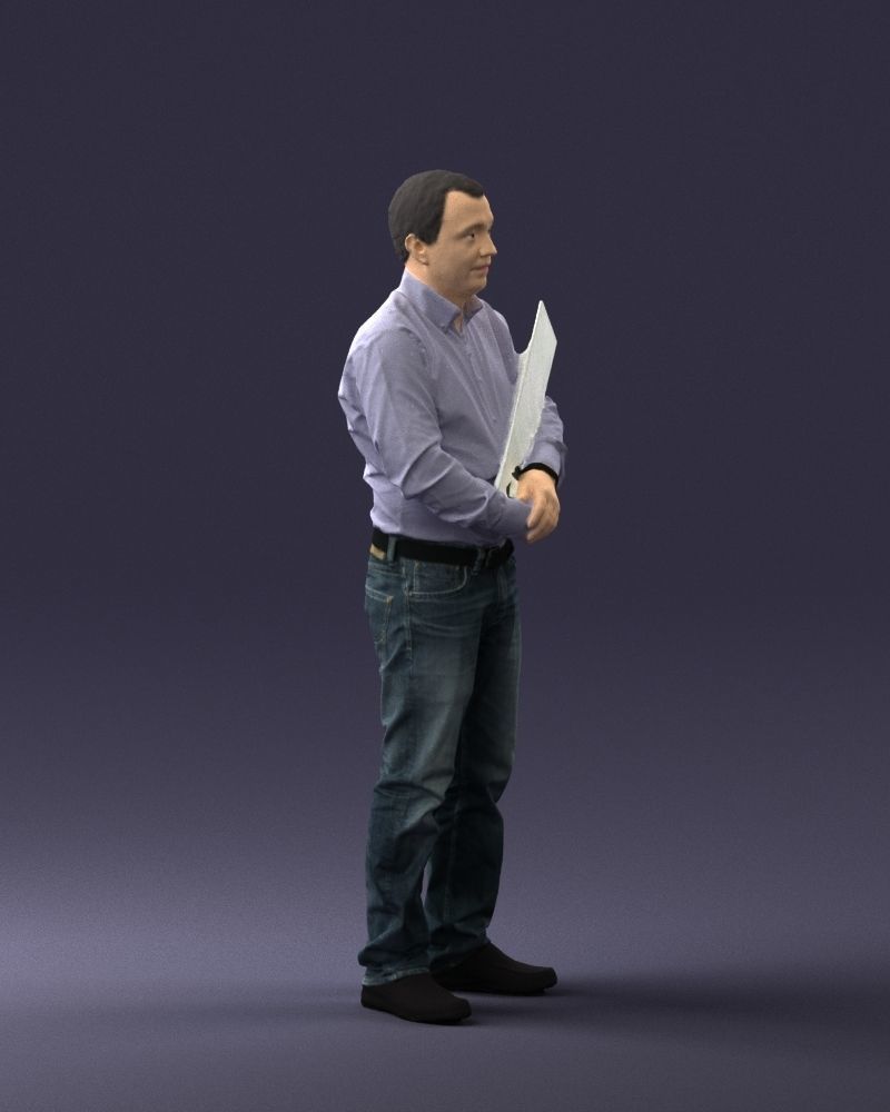 Man holding sign 0621 3D Print Ready 3D print model_30