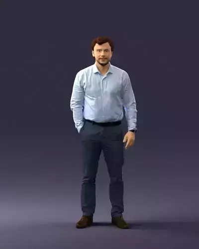 Man in blue shirt 0492 3D print ready 3D print model