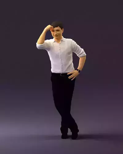 Man in white top smiling 0645 3D Print Ready