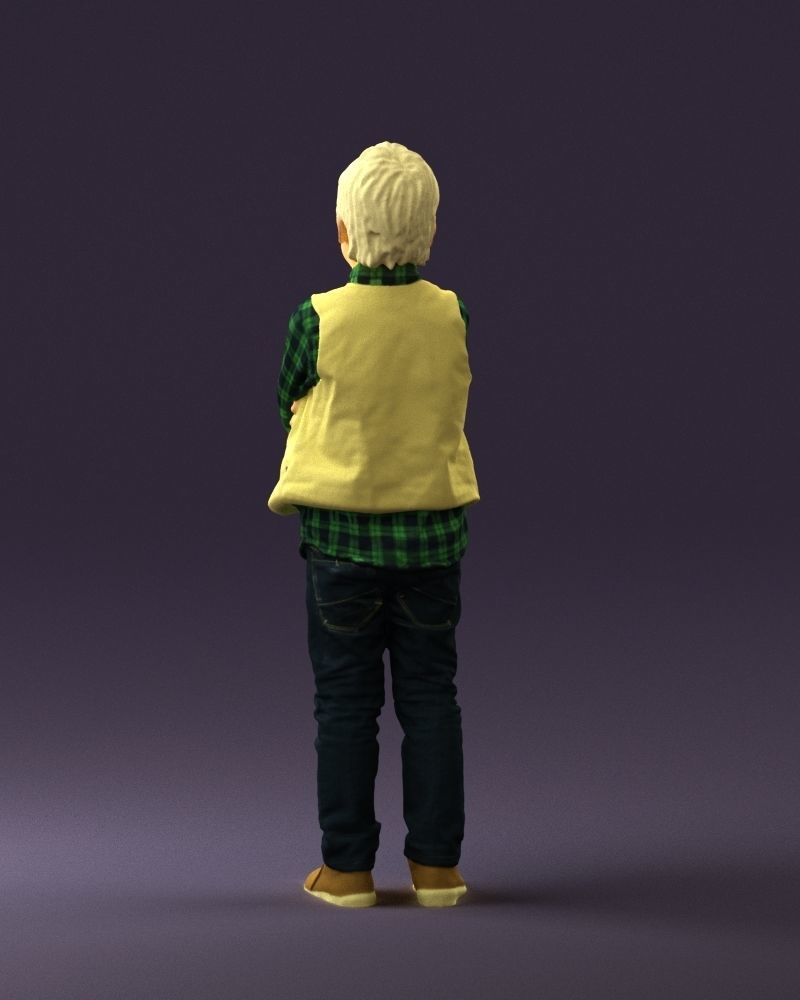 Kid in plaid green tshirt 0611 3D Print Ready 3D print model_18