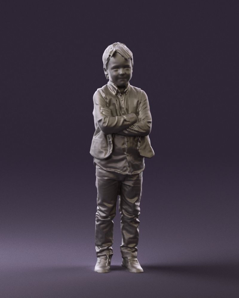 Kid in plaid green tshirt 0611 3D Print Ready 3D print model_1