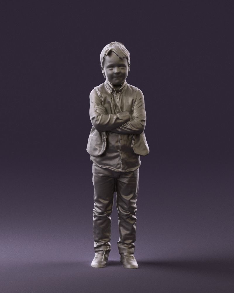 Kid in plaid green tshirt 0611 3D Print Ready 3D print model_34