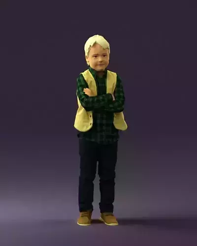 Kid in plaid green tshirt 0611 3D Print Ready 3D print model