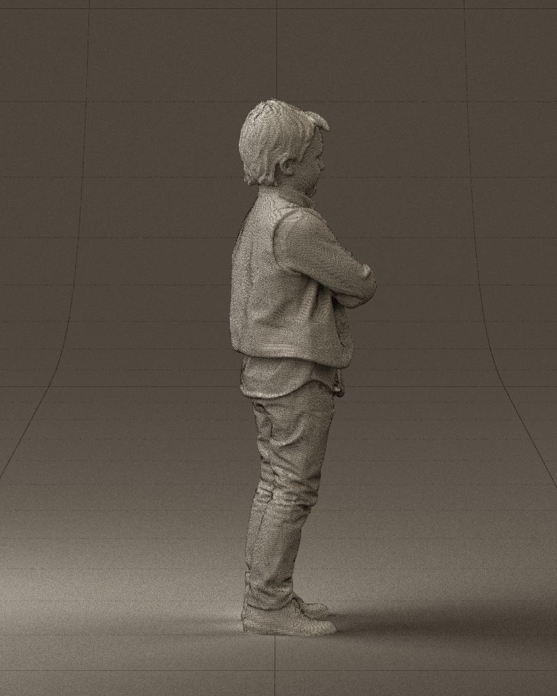 Kid in plaid green tshirt 0611 3D Print Ready 3D print model_14