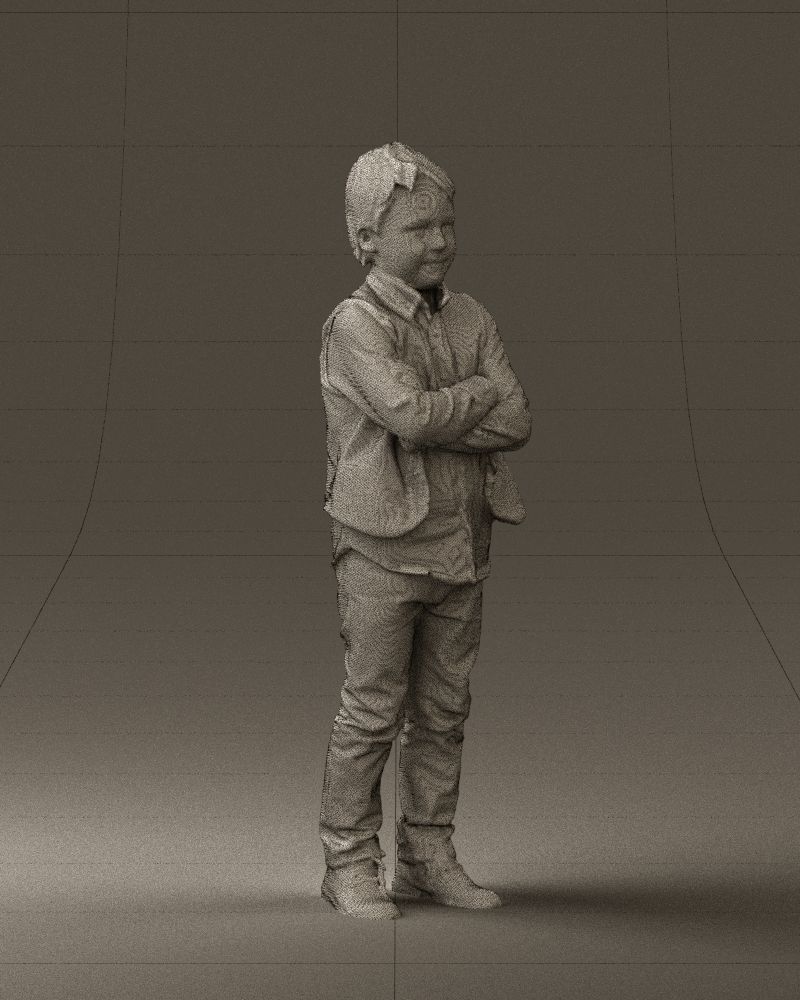 Kid in plaid green tshirt 0611 3D Print Ready 3D print model_8