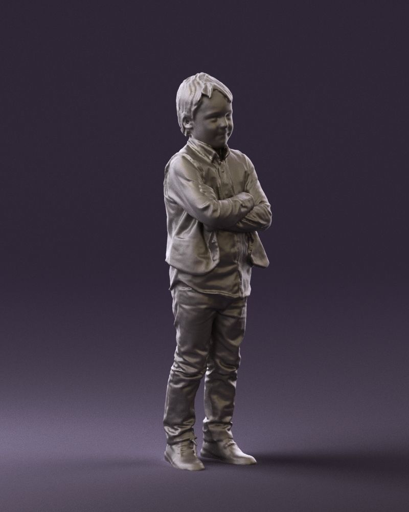 Kid in plaid green tshirt 0611 3D Print Ready 3D print model_7