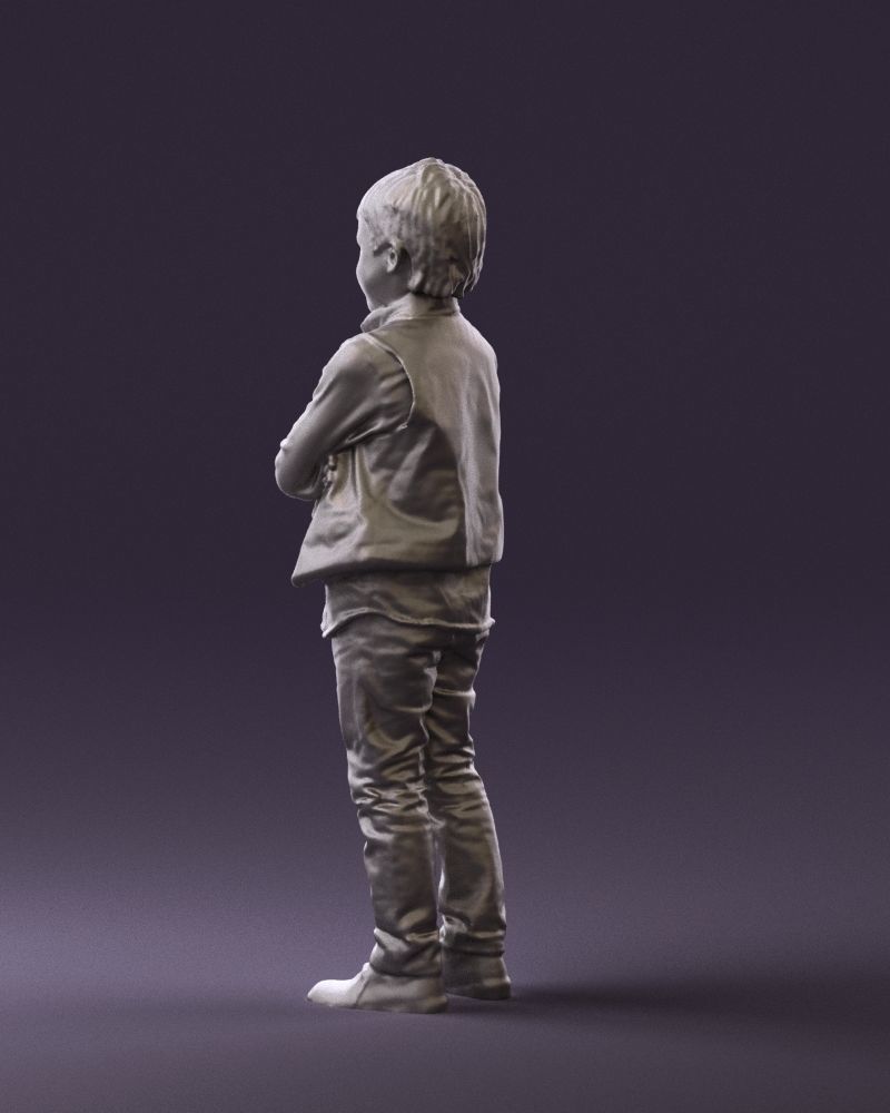 Kid in plaid green tshirt 0611 3D Print Ready 3D print model_22