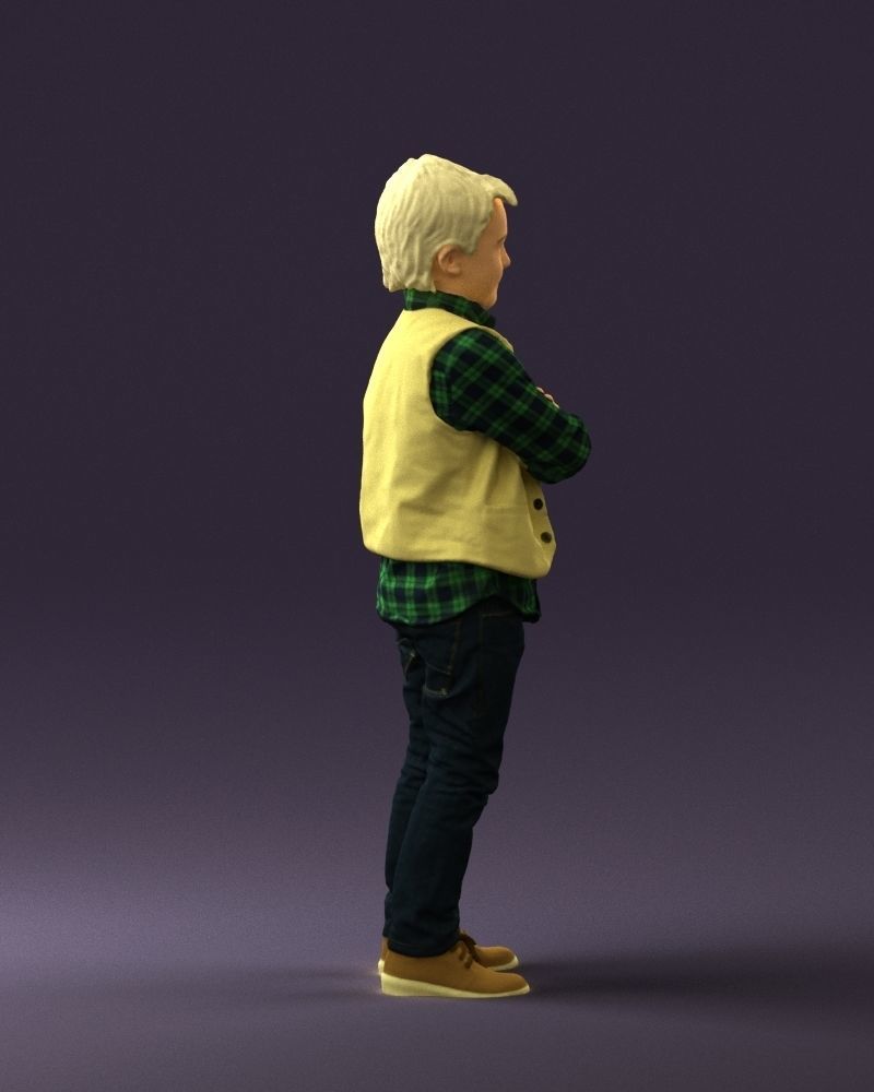 Kid in plaid green tshirt 0611 3D Print Ready 3D print model_12