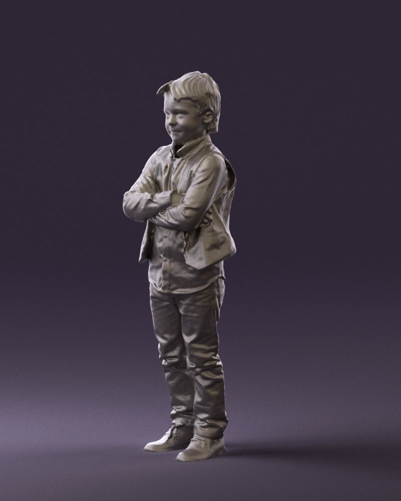 Kid in plaid green tshirt 0611 3D Print Ready 3D print model_28