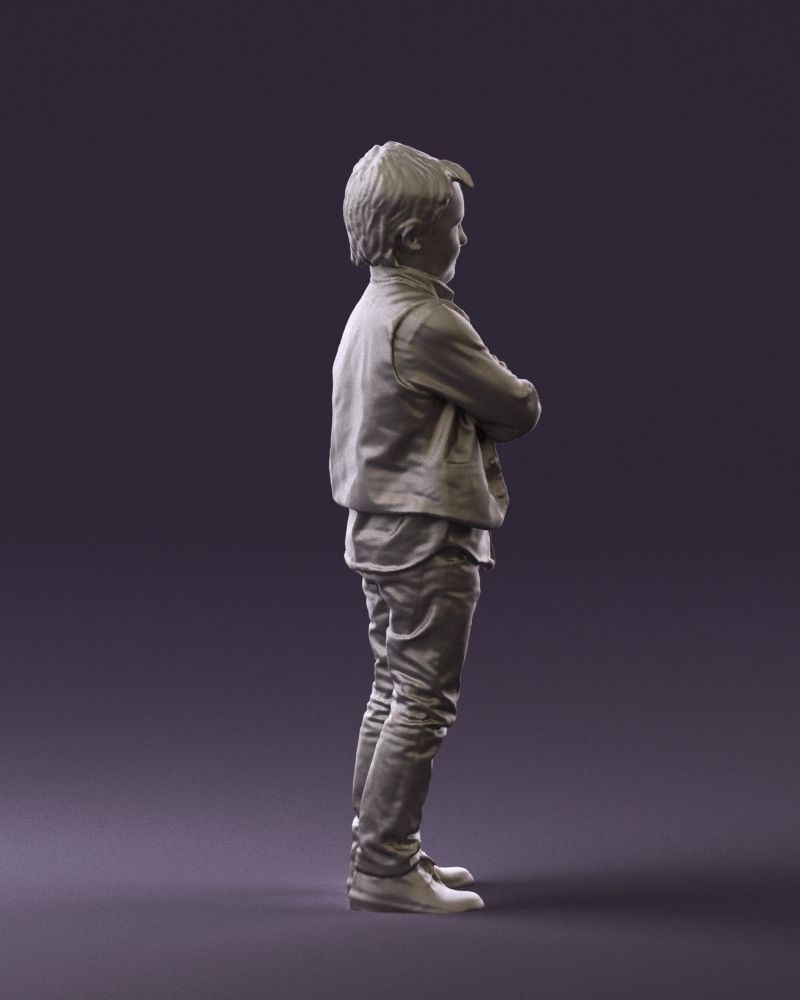 Kid in plaid green tshirt 0611 3D Print Ready 3D print model_13