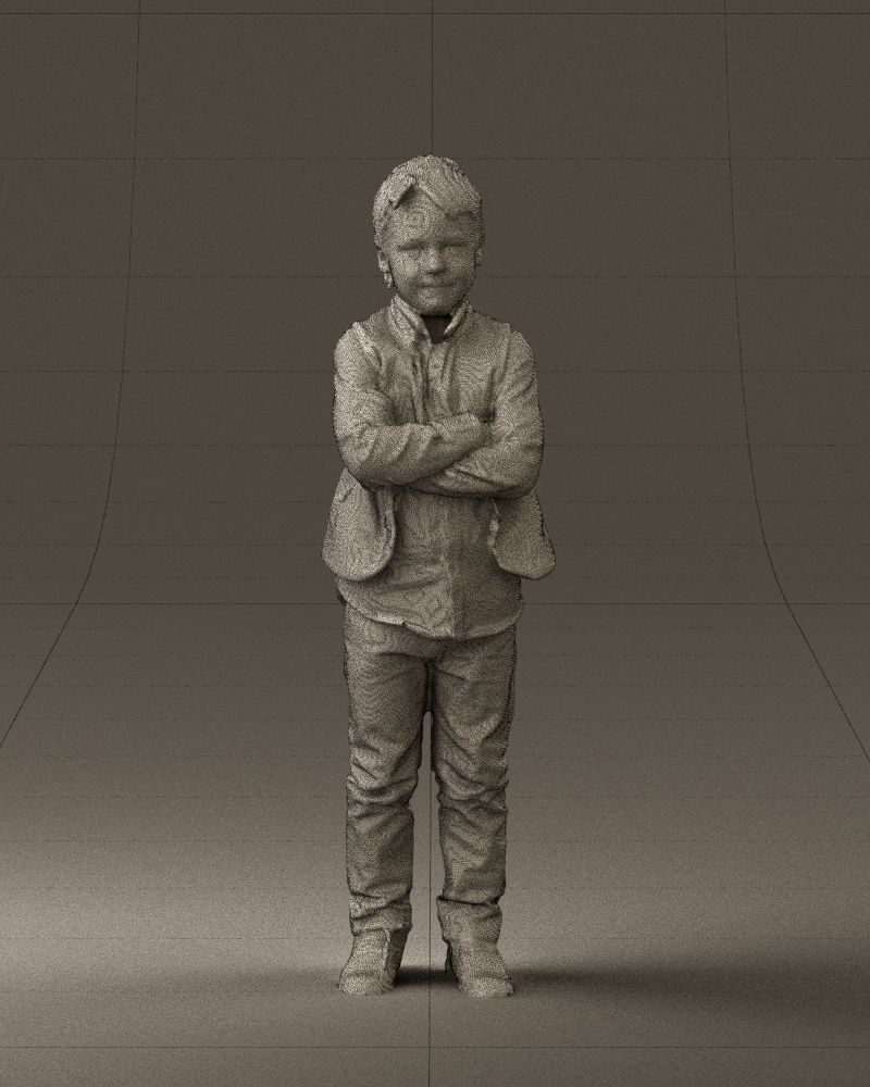 Kid in plaid green tshirt 0611 3D Print Ready 3D print model_35